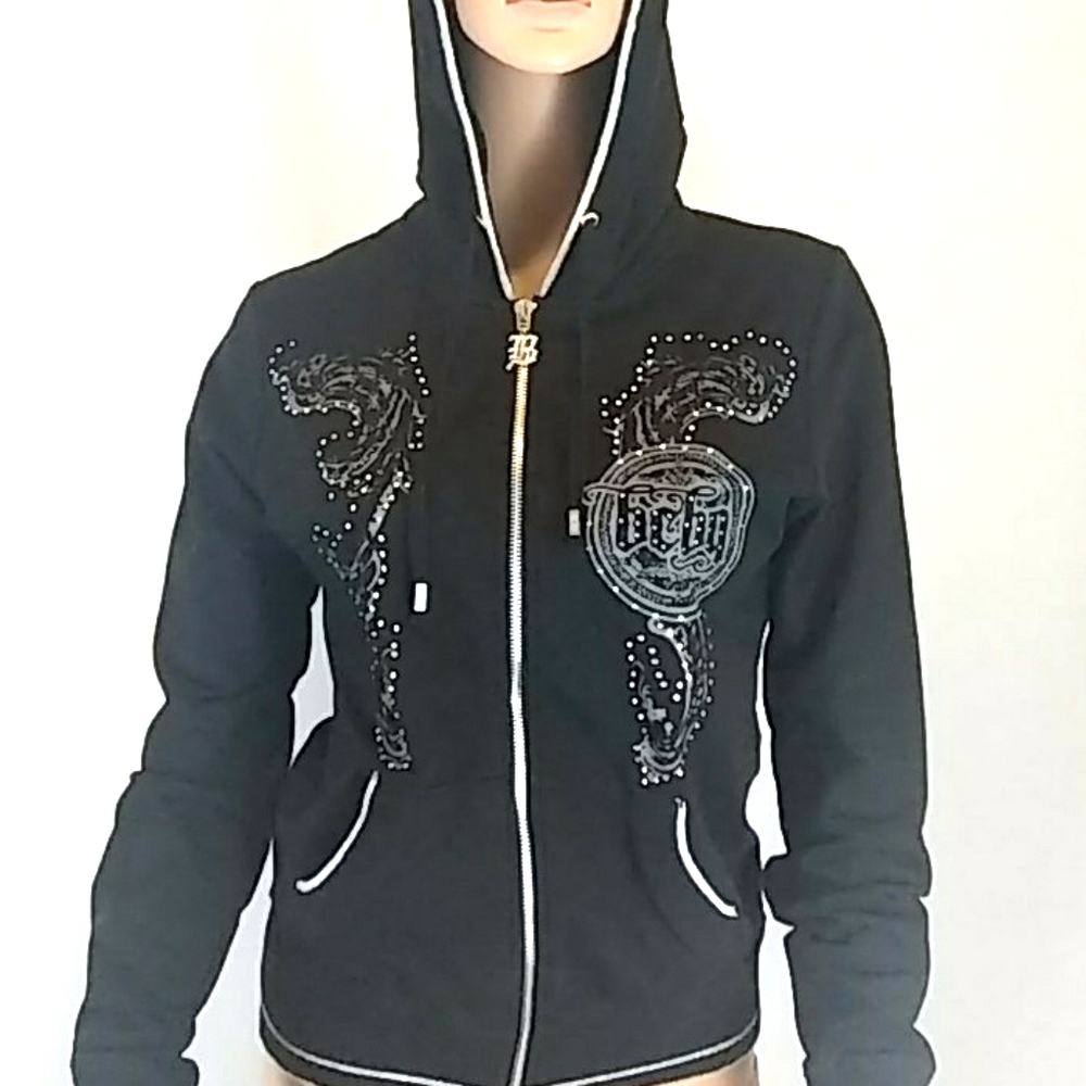 BCBG Zip Up Black Fashion Hoodie